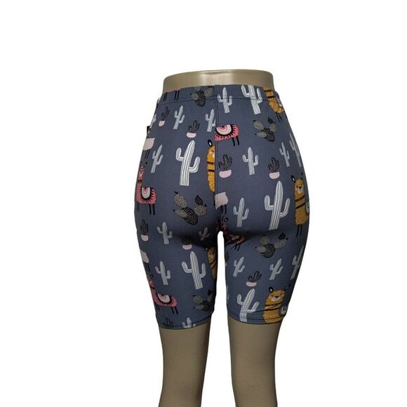 Medium Women/Junior Fashion Biker Shorts Llama Cactus Women's‎ Print - Picture 5 of 9